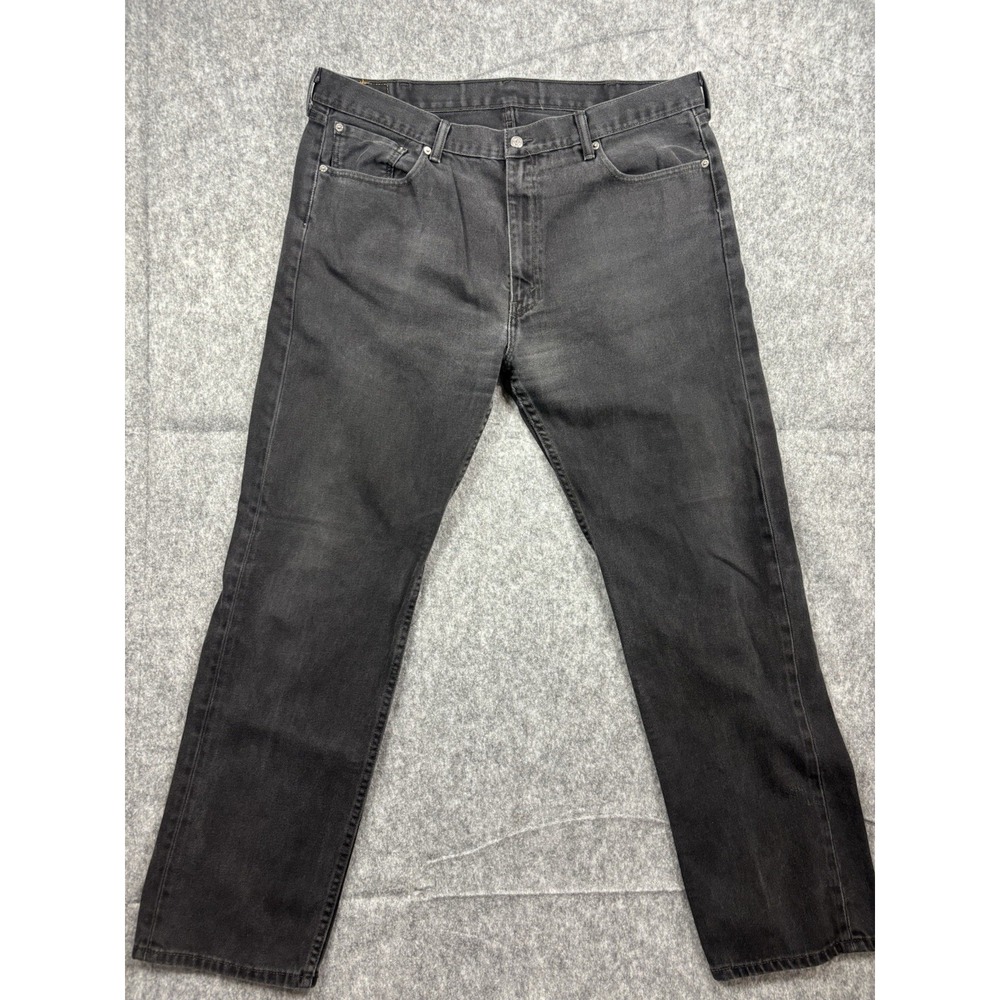 Levis 505 Men's Jeans Black Regular Fit Straight Leg Workwear Denim Size 42x34